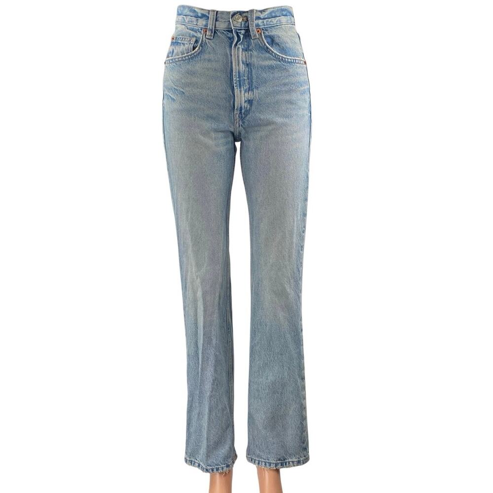 Zara Women's Blue High Waisted Light Wash Flared Bootcut Denim Jeans Size 32